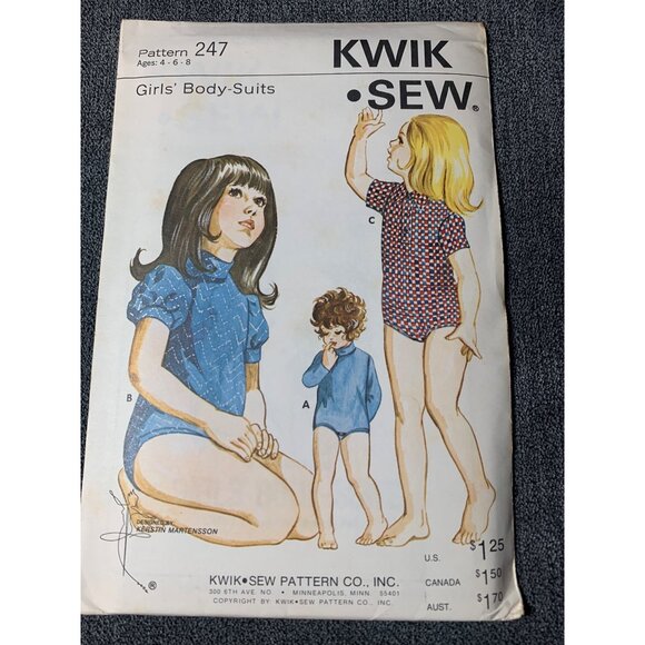 Kwik Sew Girls Boby Suits Sewing Pattern sz 4 6 8 247 - uncut - Picture 10 of 10